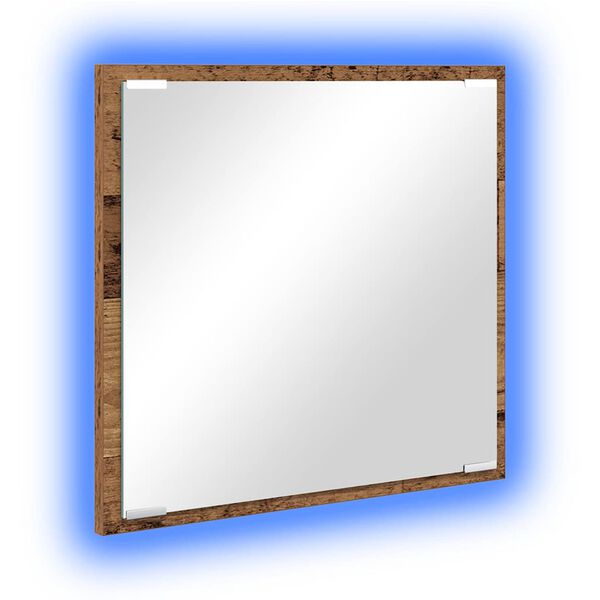 vidaXL Lustro łazienkowe LED Z lustrem Stare drewno 40 x 37 x 8.5 cm