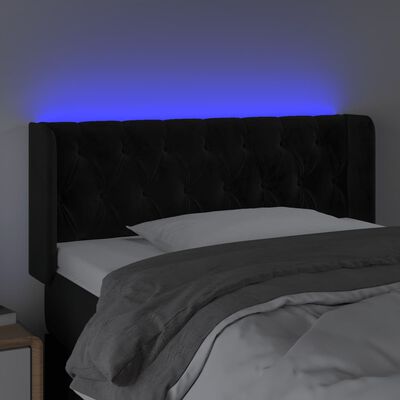 vidaXL Zagłówek do łóżka z LED, czarny, 103x16x78/88 cm, aksamit