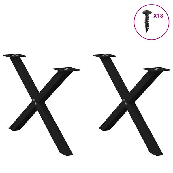 vidaXL Nogi do stolika kawowego w kształcie litery X 2 szt. Czarne 70x(42-43) cm Stal