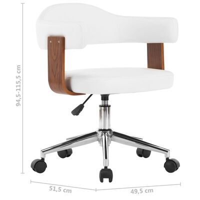 vidaXL Krzesła obrotowe, 2 szt., białe, gięte drewno i sztuczna skóra