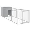 vidaXL Buda dla psa, z wybiegiem, jasnoszara, 110x405x110 cm, stal