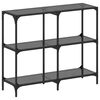 vidaXL Stolik konsolowy z czarnym, szklanym blatem, 98x30x81 cm, stal