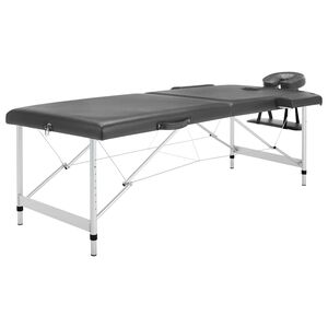 vidaXL St&oacute;ł do masażu, 2-strefowy, aluminiowa rama, antracyt 186x68 cm