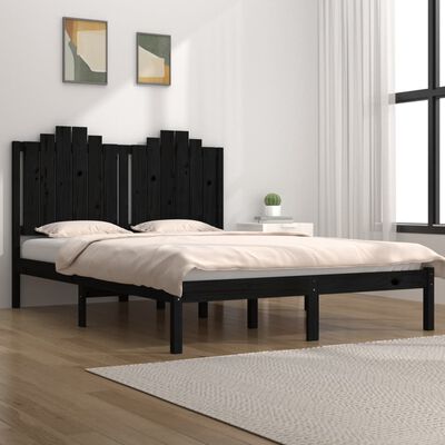 vidaXL Rama łóżka, czarna, 160 x 200 cm, lite drewno sosnowe