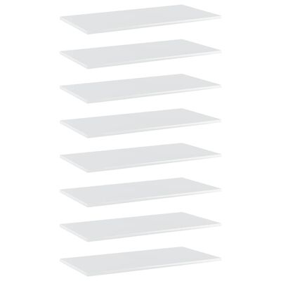 vidaXL Półki na książki, 8 szt., wysoki połysk, białe, 80x40x1,5 cm