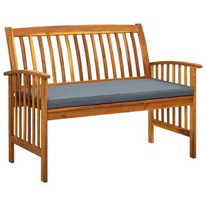 vidaXL Ławka ogrodowa z poduszką, 119 cm, lite drewno akacjowe