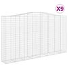 vidaXL Kosze gabionowe, 9 szt, 400x50x220/240 cm, galwanizowane żelazo