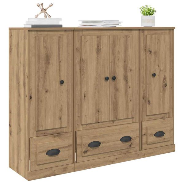 vidaXL Highboard 3 pcs Dąb rzemieślniczy Materiał drewnopochodny