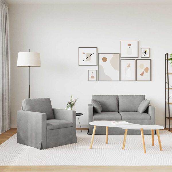 vidaXL Sofa 2 pcs Jasnoszary