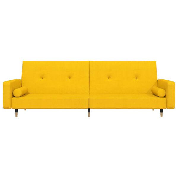 vidaXL 2-osobowa kanapa z 2 poduszkami, ż&oacute;łta, aksamitna