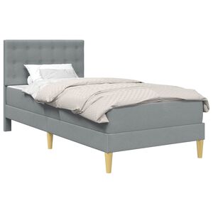 vidaXL Rama ł&oacute;żka z materacem Jasnoszary 90 x 190 cm tkanina