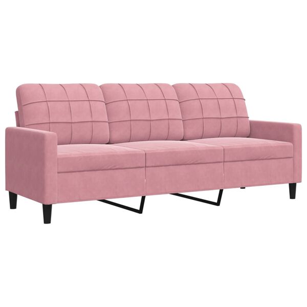 vidaXL Sofa 3-osobowa, r&oacute;żowa, 180 cm, obita aksamitem