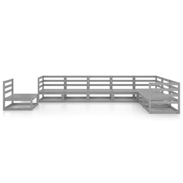 vidaXL 8-cz. zestaw mebli wypoczynkowych do ogrodu, szary, sosnowy