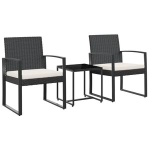 vidaXL 3-cz. zestaw mebli ogrodowych z poduszkami, czarny, rattan PP