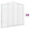 vidaXL Kosze gabionowe, 8 szt, 200x30x180/200 cm, galwanizowane żelazo