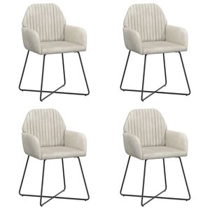 vidaXL Krzesła jadalne 4 pcs Welur kremowy 55 x 50 x 84 cm