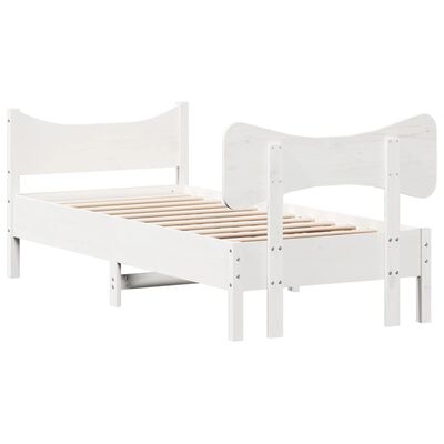 vidaXL Rama łóżka z wezgłowiem, biała, 90x190 cm, lite drewno sosnowe