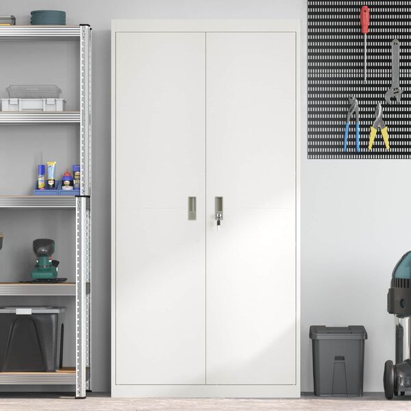 vidaXL Szafka do przechowywania 2 pcs Biały 90 x 40 x 180 cm Stal