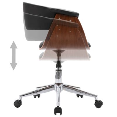 vidaXL Obrotowe krzesło stołowe, czarne, gięte drewno i sztuczna skóra