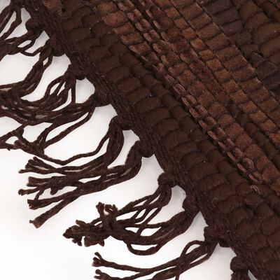 vidaXL Ręcznie tkany dywanik Chindi, skórzany, 160x230 cm, brązowy
