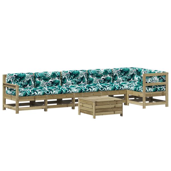 vidaXL 7-cz. zestaw mebli do ogrodu, z poduszkami, impregnowana sosna