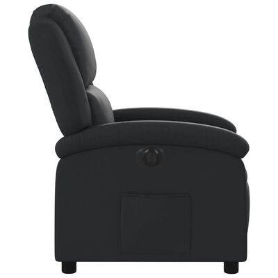 vidaXL Elektryczny fotel rozkładany, czarny, obity skórą naturalną