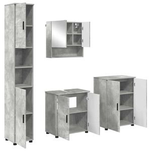vidaXL Zestaw mebli łazienkowych z drzwiami 4 pcs Betonowy szary