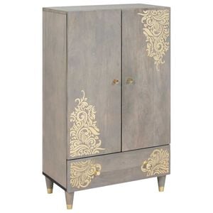 vidaXL Highboard Szary i złoto 60 x 33 x 100 cm Drewno z mango