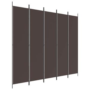 vidaXL Parawan 5-panelowy, brązowy, 250x220 cm, tkanina