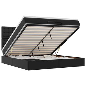 vidaXL Rama ł&oacute;żka otomana z materacem, czarna, 180x200 cm, ekosk&oacute;ra