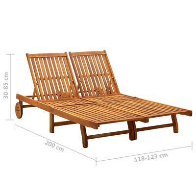 vidaXL 2-osobowy leżak ogrodowy z poduszkami, lite drewno akacjowe