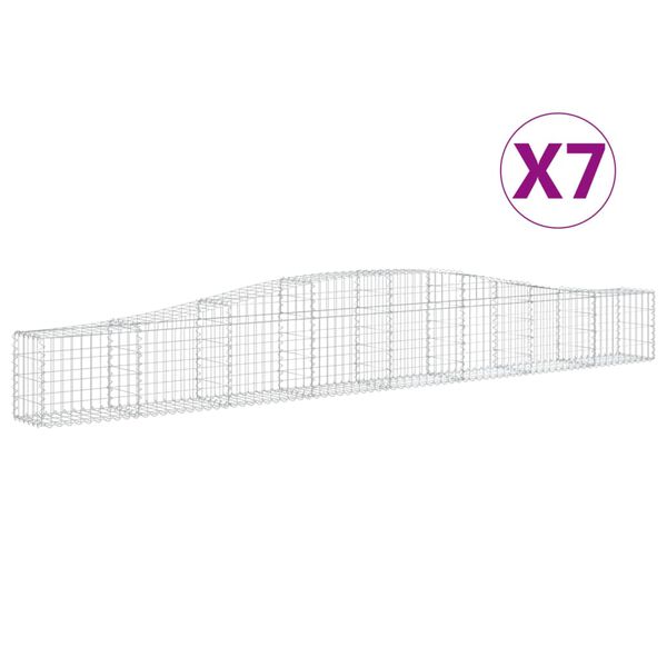 vidaXL Kosze gabionowe, 7 szt, 400x30x40/60 cm, galwanizowane żelazo
