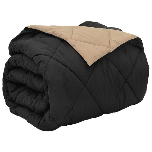 vidaXL Kołdra na cały rok Czarny i Taupe 240 x 260 cm Mikrofibra