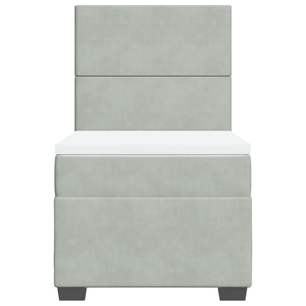 vidaXL Ł&oacute;żko kontynentalne z materacem, jasnoszare, aksamit, 100x200cm