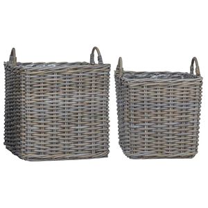 vidaXL Kosz na rośliny z przechowywaniem 2 pcs Szary Rattan Lacak