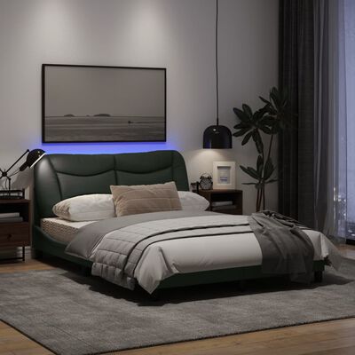 vidaXL Rama łóżka z LED, jasnoszara, 140x190 cm, tkanina