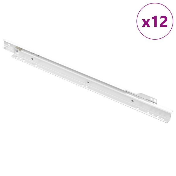 vidaXL Prowadnica szuflady 12 pcs Biały 400 mm Stal