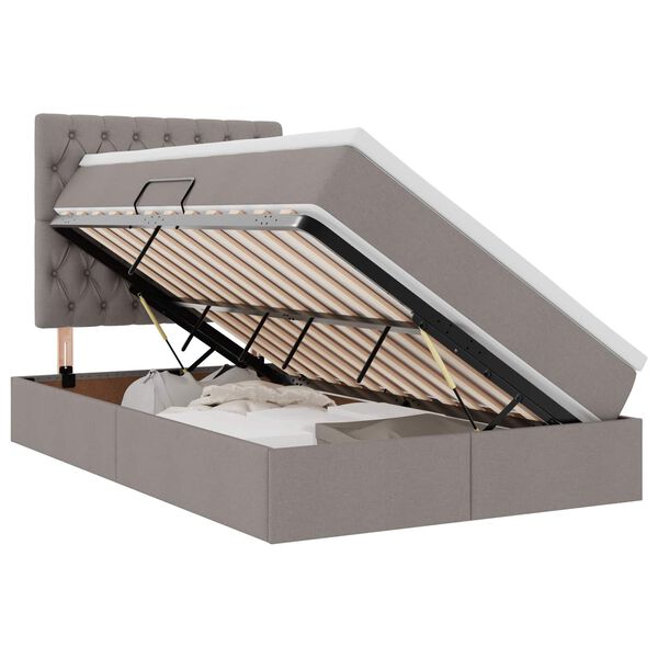 vidaXL Ł&oacute;żko z miejscem na przechowywanie i LED Ciemnoszary Poliester