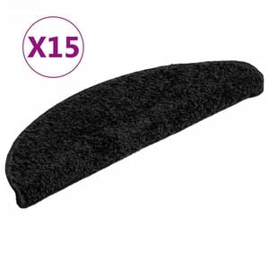 vidaXL Maty na schody 15 szt. 56x17x3 cm Czarne p&oacute;łokrągłe