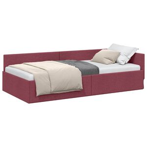 vidaXL Rama ł&oacute;żka narożnego Czerwone wino 80 cm x 200 cm tkanina