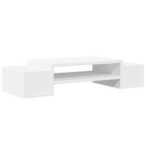 vidaXL Podstawka pod monitor, z przegr&oacute;dkami, biała, 70x27x15 cm