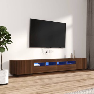 vidaXL Zestaw 3 szafek TV z oświetleniem LED, brązowy dąb
