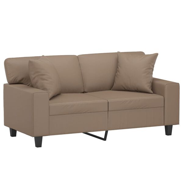 vidaXL 2-osobowa sofa z poduszkami, cappuccino, 120 cm, sztuczna sk&oacute;ra