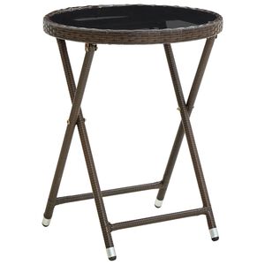 vidaXL Stolik herbaciany, brązowy, 60 cm, rattan PE i szkło hartowane