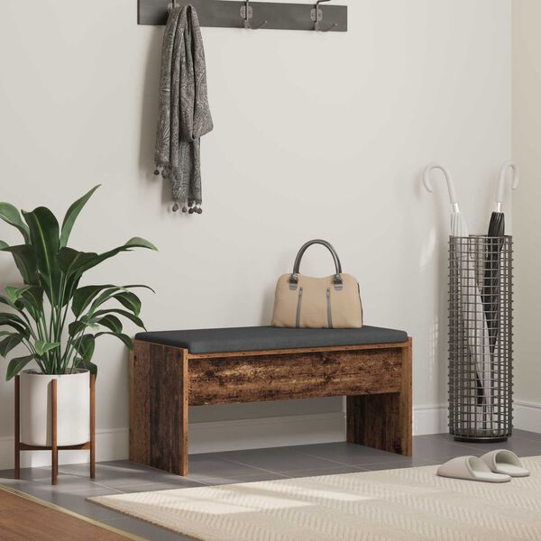 vidaXL Ławka w przedpokoju z poduszką Stare drewno 83 x 38 x 40 cm
