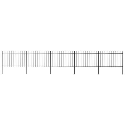 vidaXL Ogrodzenie z prętów z grotami, stalowe, 8,5 x 1,2 m, czarne