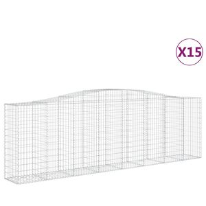 vidaXL Kosze gabionowe, 15 szt, 400x50x120/140cm, galwanizowane żelazo