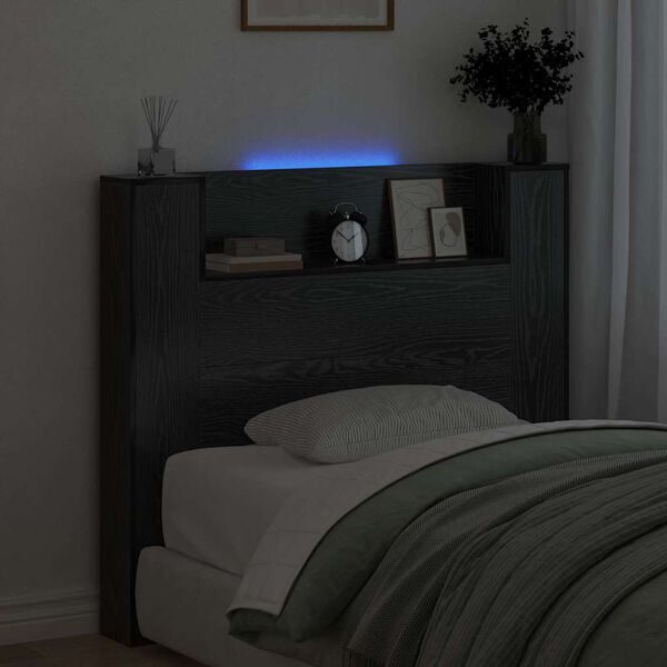 vidaXL Zagł&oacute;wek Czarny Dąb 120 x 15 x 103,5 cm Materiał drewnopochodny