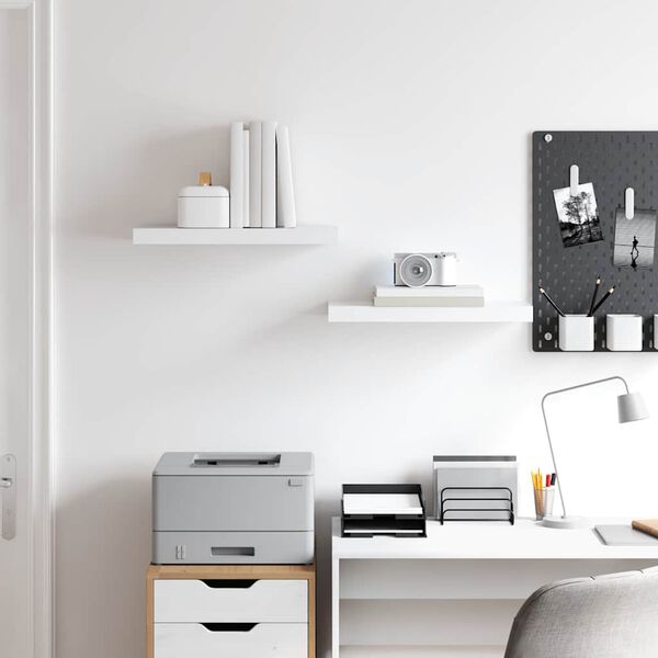 vidaXL P&oacute;łki ścienne, 2 szt., białe, 50x23x3,8 cm, MDF