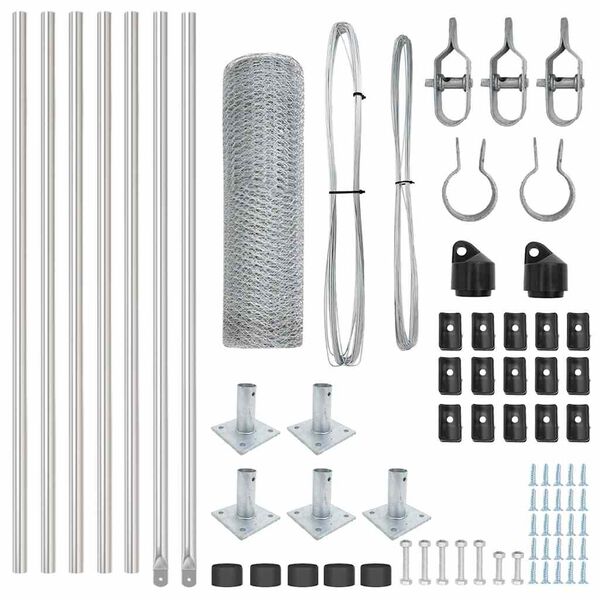 vidaXL Słupek ogrodzeniowy. Srebrny 10 x 0,5 m (siatka 13 mm) Stal